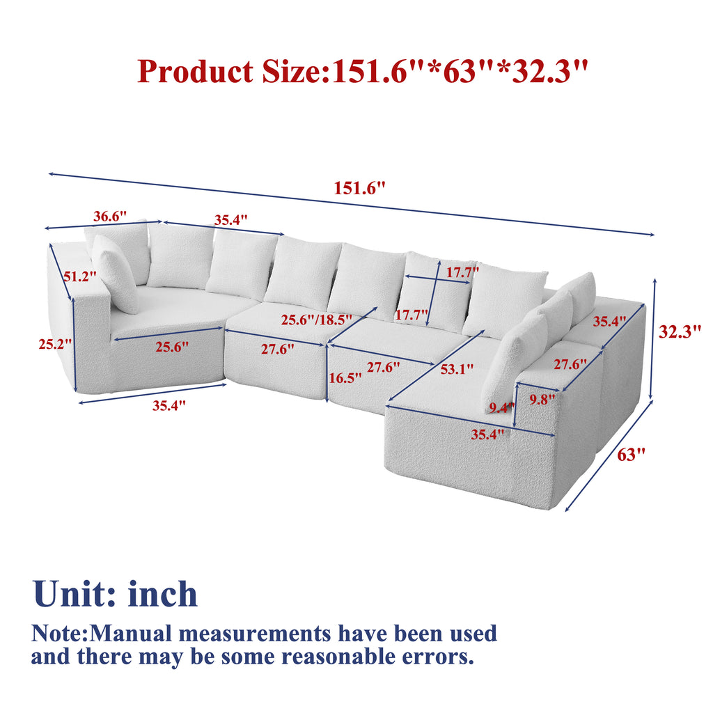 151.6-Inch Extra-Large L-Shaped Modular Sofa