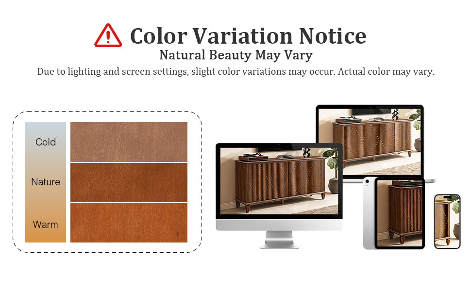 58" Mid Century Modern TV Stand, Wood Storage Cabinet with Carved Geometric Doors, 4 Door Media Console, Sideboard Buffet Cabinet for Living Room, Dining Room, Entryway 
WLRR
