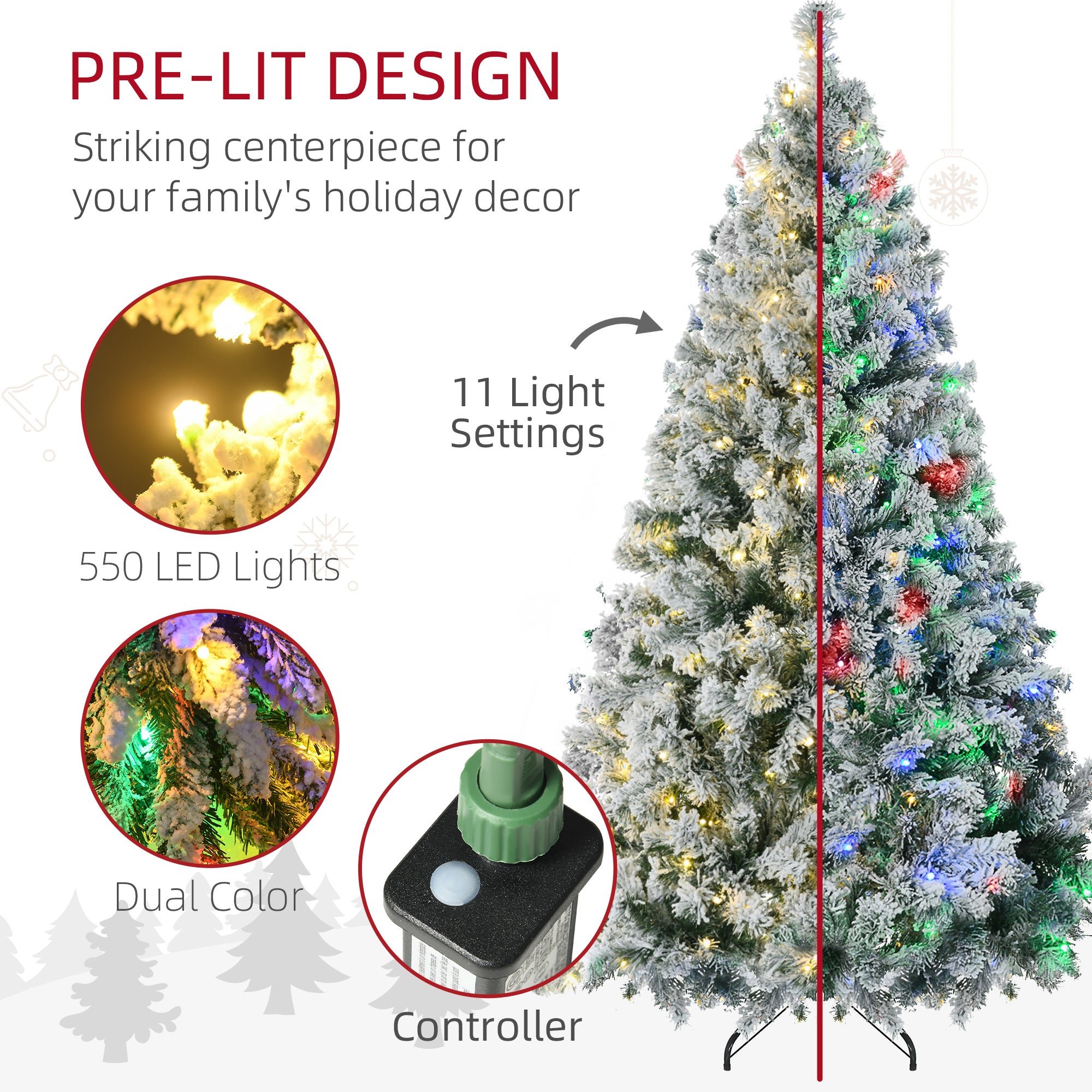7.5ft Tall Prelit Artificial Christmas Tree