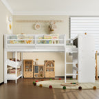 Full Loft Bed with Multi-Storage Bookcases, Boxes and Drawers