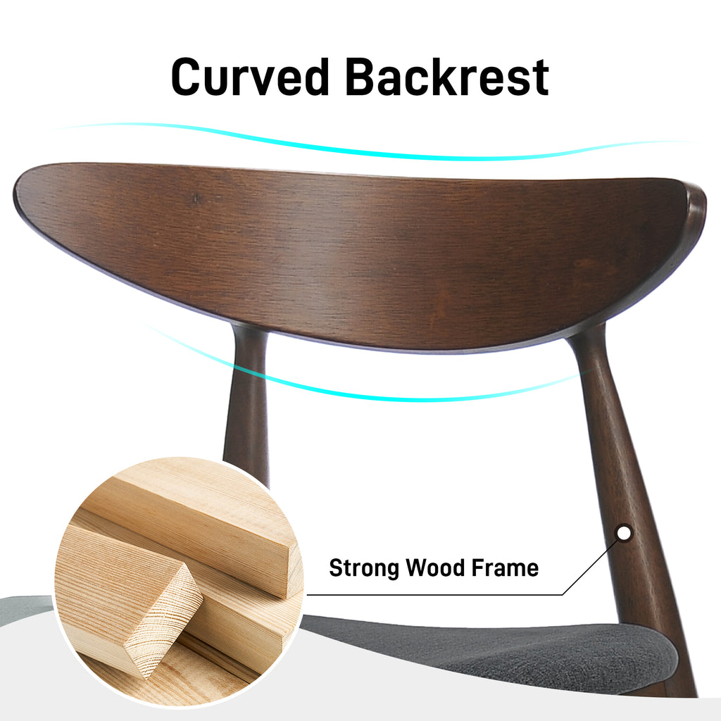 Set of 2 Retro Rubberwood Chairs with Ergonomic Back & Plush Cushions
