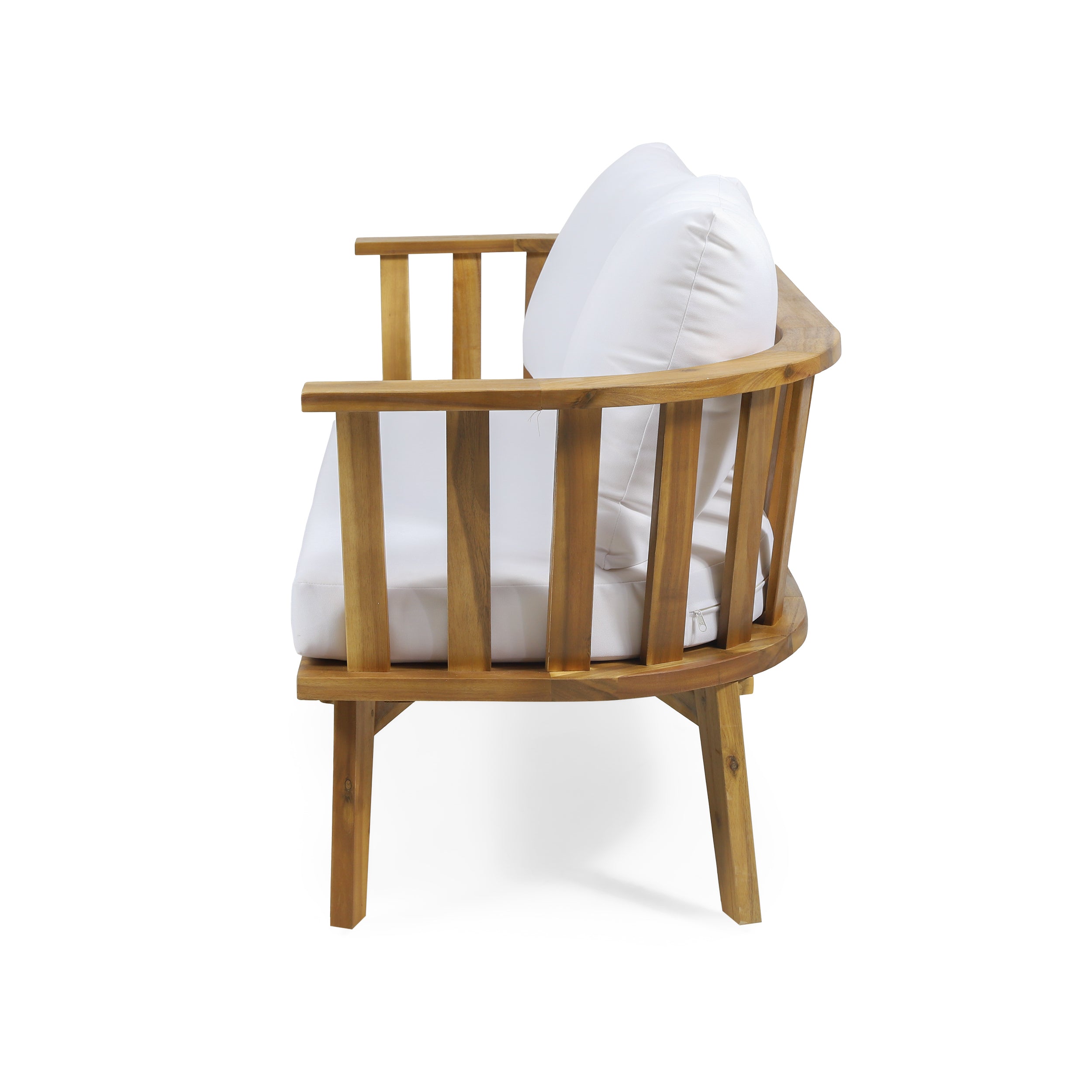 Outdoor Wooden Loveseat with Cushions - White/Teak