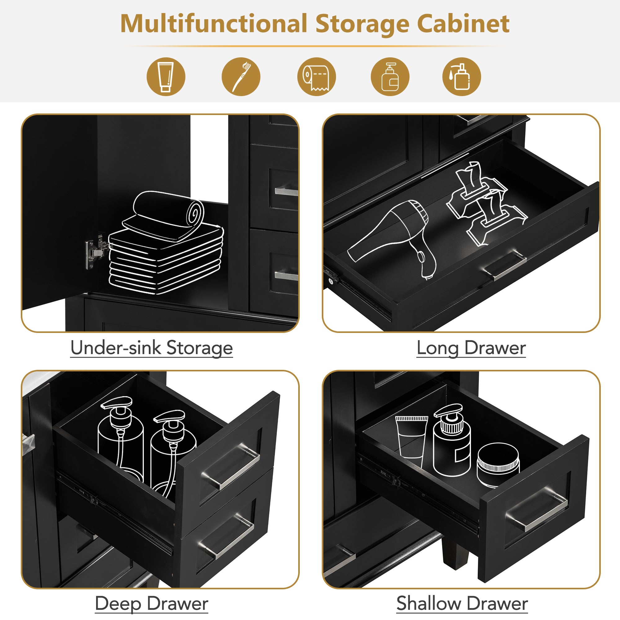 30" Modern Bathroom Vanity With Sink Combo Set