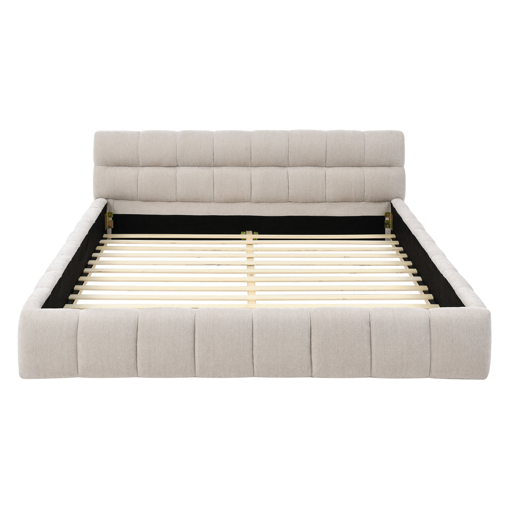 Queen Size Upholstered Bed Frame with Thick Fabric