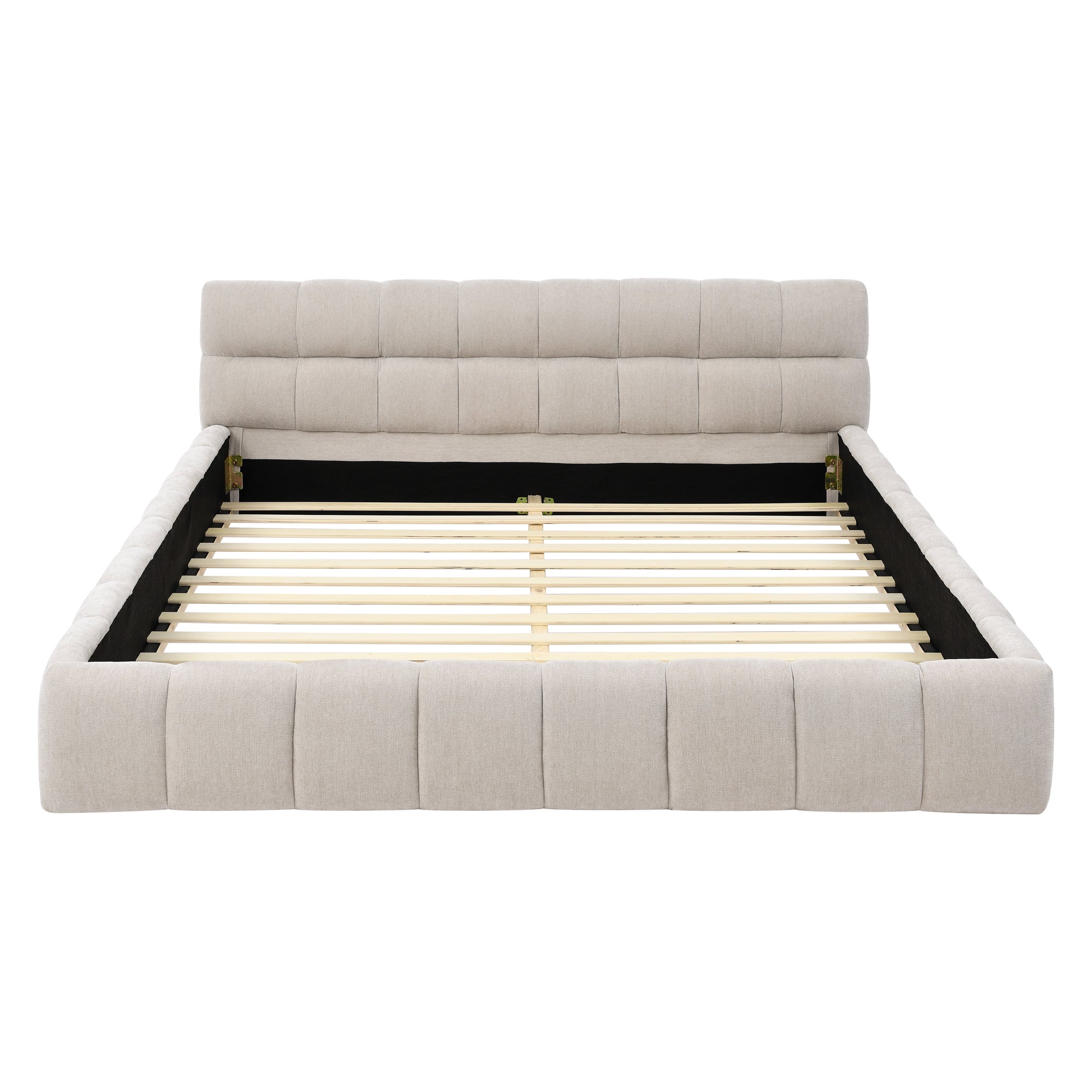 Queen Size Upholstered Bed Frame with Thick Fabric