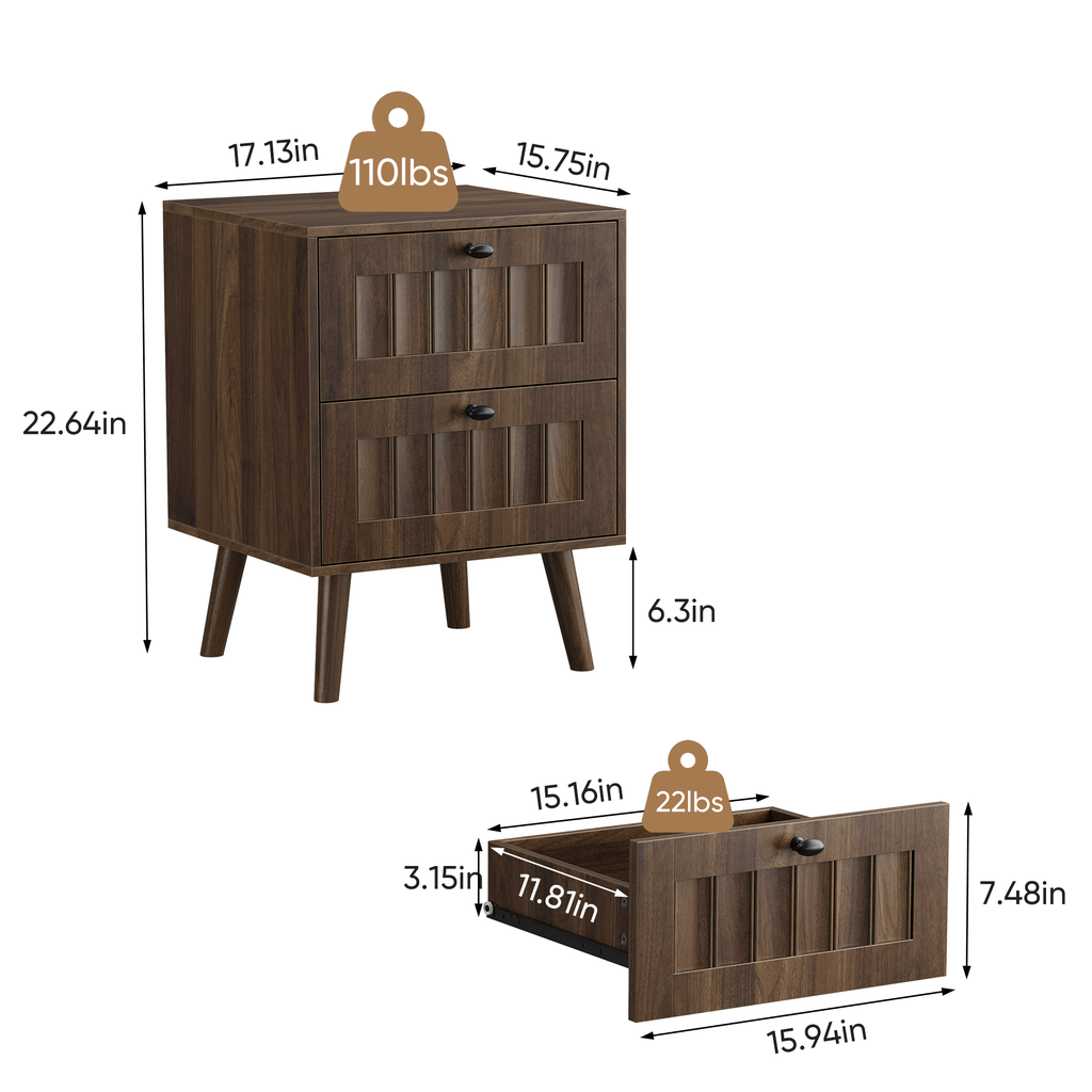 Medieval-Style Modern Double-Drawer Bedside Table