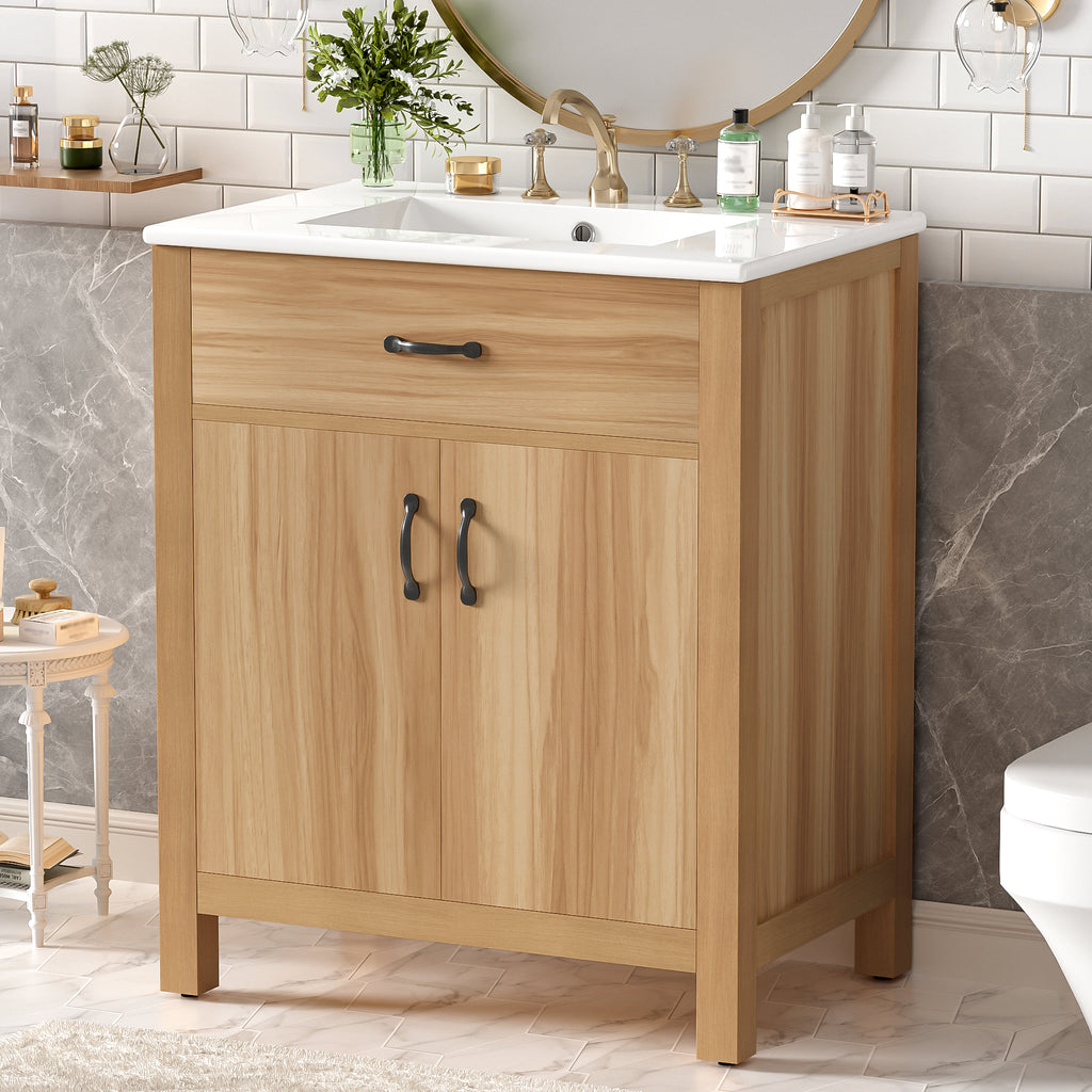 30" Wood Bathroom Vanity with Solid Wood Frame
