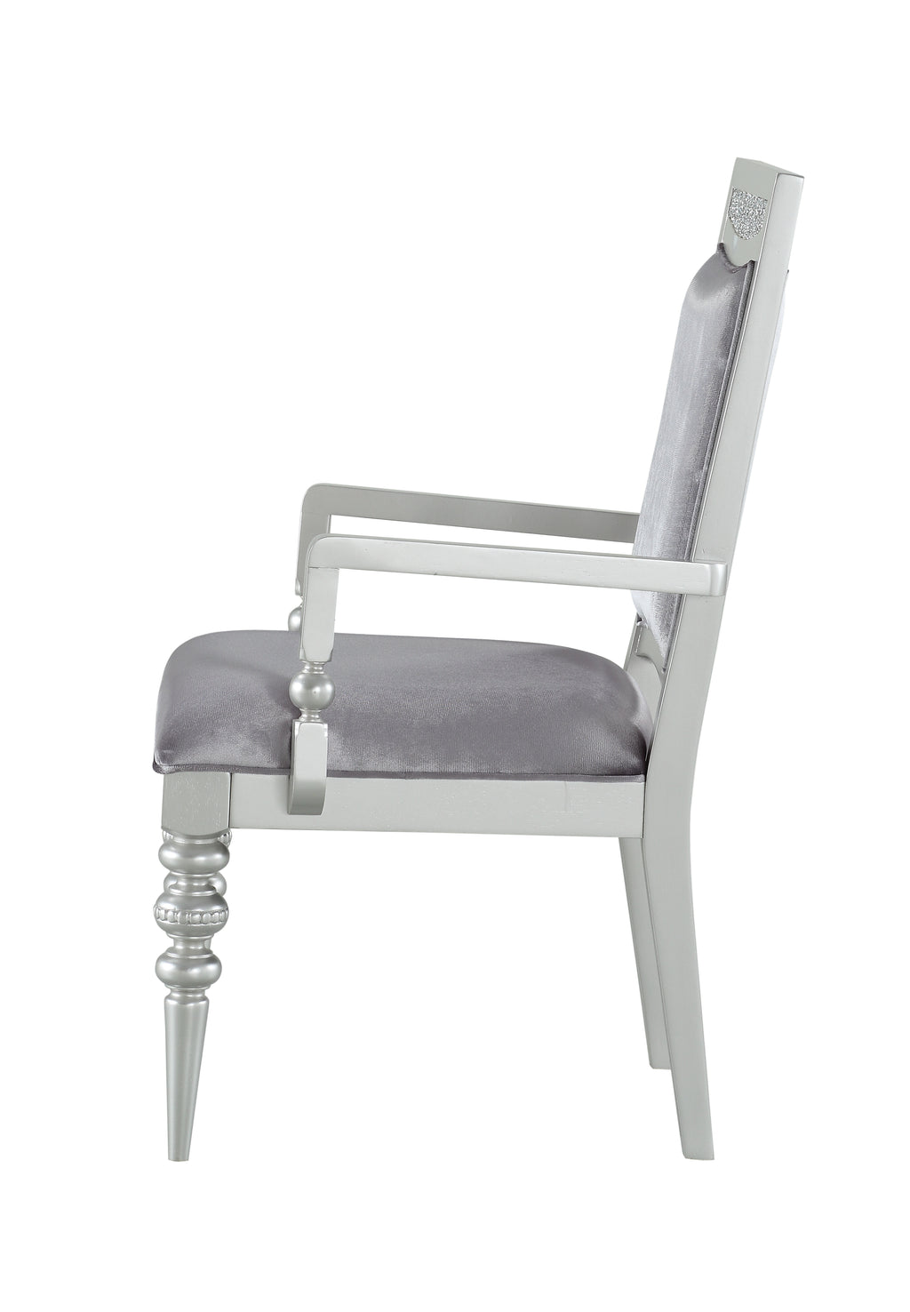 Maverick Fabric & Platinum Finish Arm Chair Set of 2