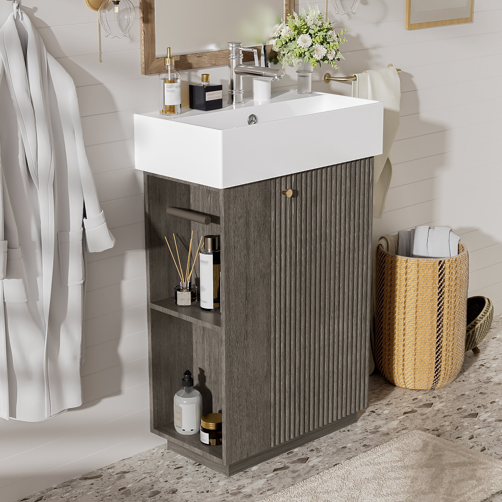 21.6" Bathroom Vanity with Ceramic Sink
