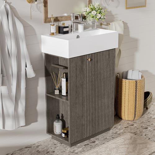 21.6" Bathroom Vanity with Ceramic Sink