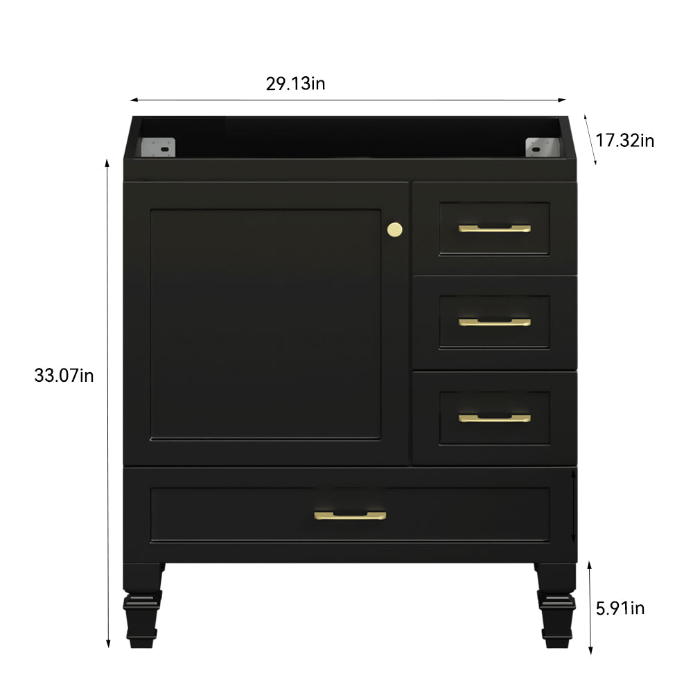 30" Black Bathroom Vanity