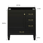 30" Black Bathroom Vanity