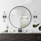 Resin Imitation Marble Texture Wall Light with Black Iron Frame