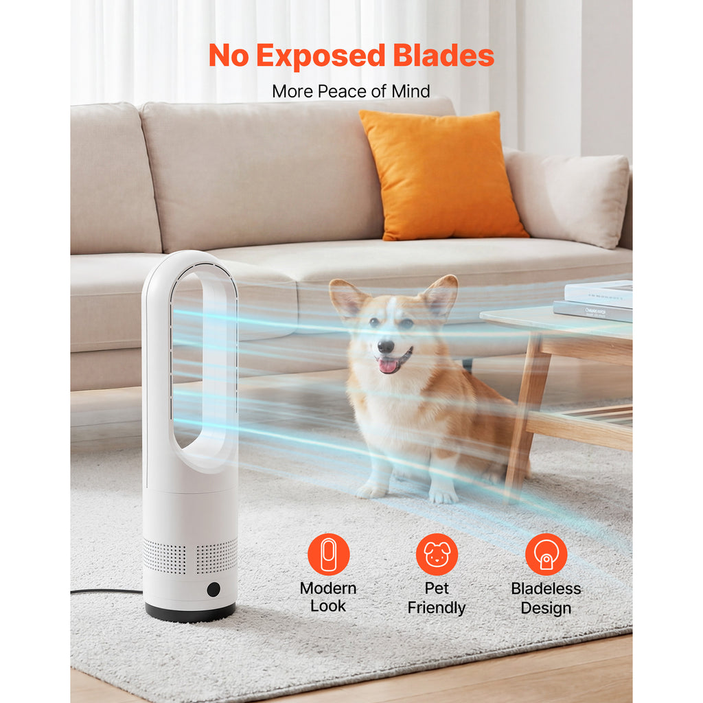 Bladeless Tower Fan with 80° Oscillation and Remote Control