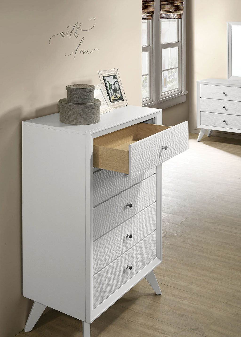 Contemporary Style 1pc Chest with Wave Texture