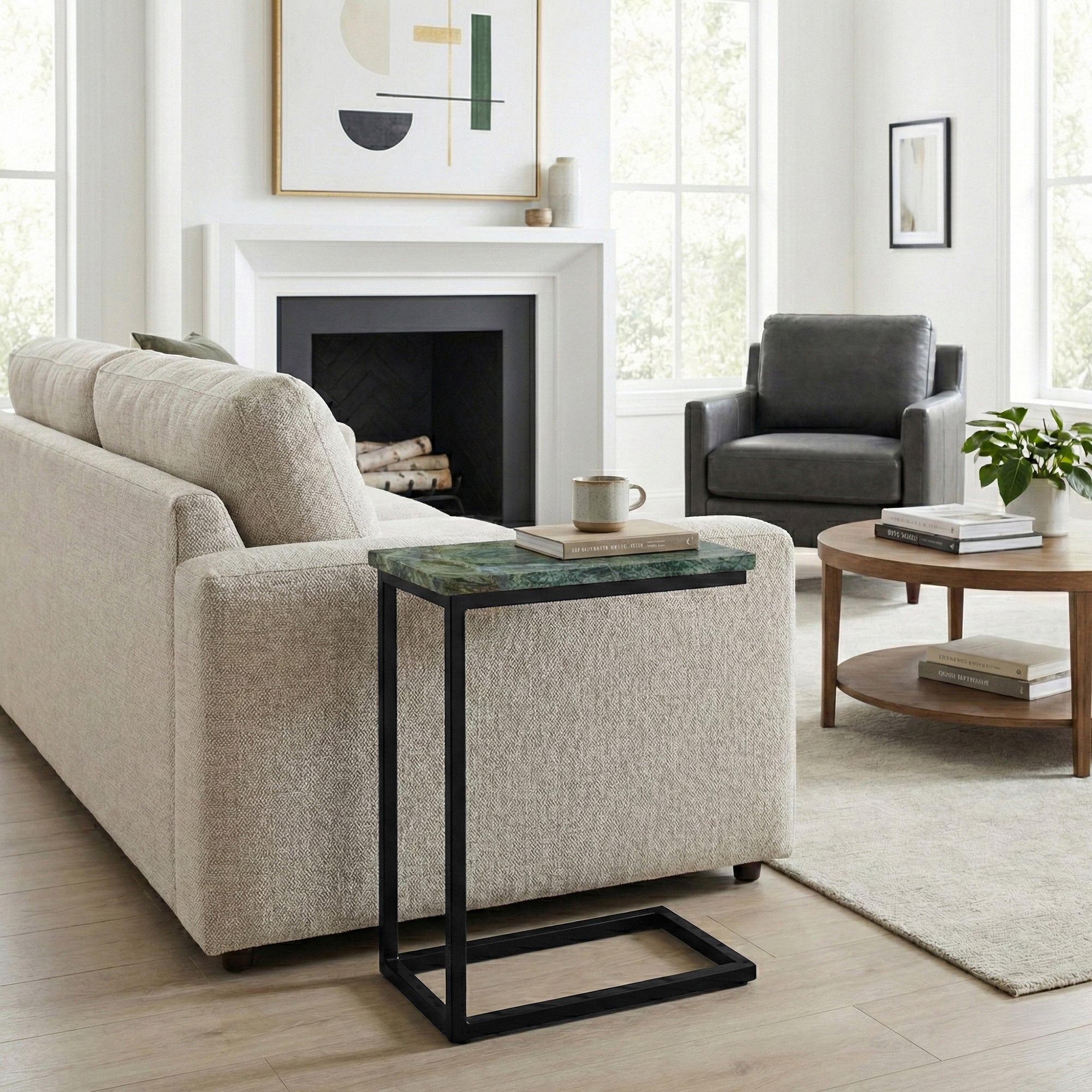 Skyler C Side Table with Genuine Marble Top