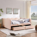 Queen Size Cozy Gingham Daybed with Storage Drawers