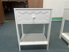 White Nightstand with Drawer and Open Shelf