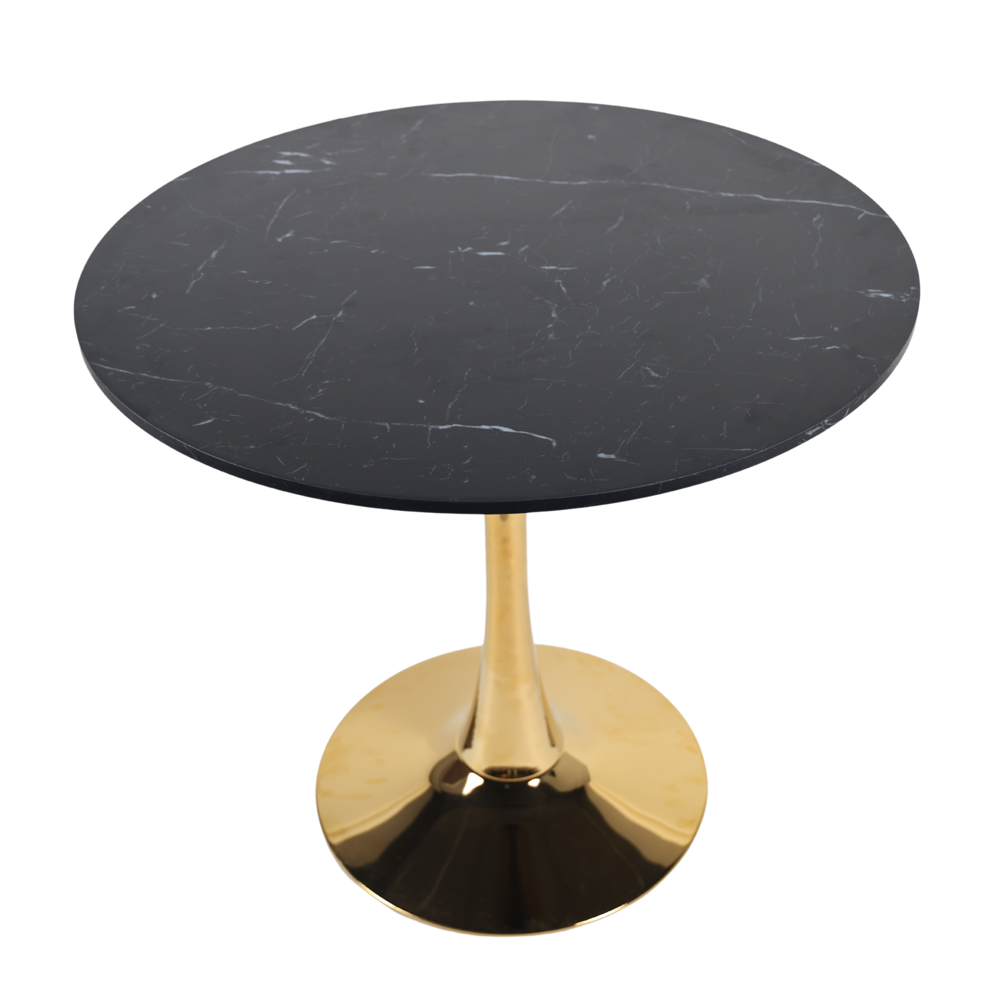 Mid-Century Tulip Dining Table with Black Marble Top