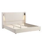 California King Size Upholstered Bed Frame with High Wingback Headboard