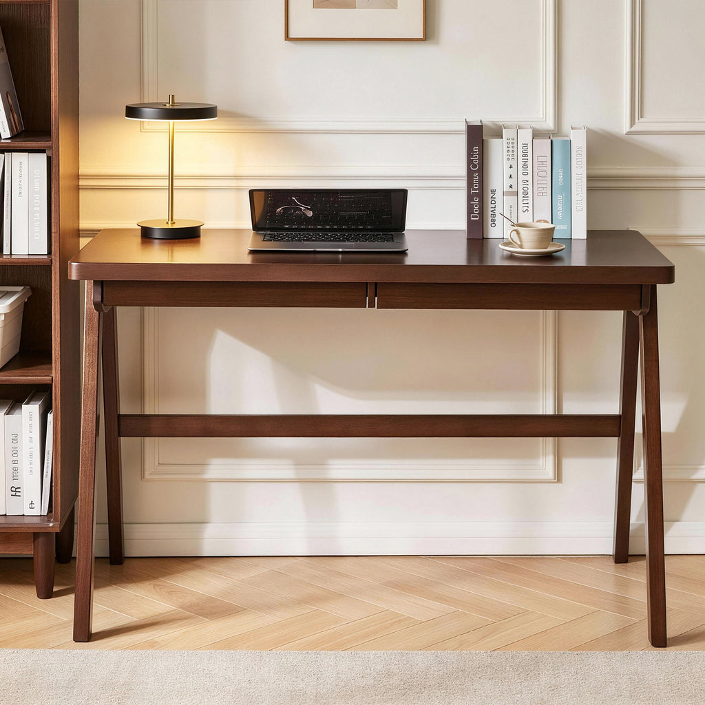 100% Solid Rubber Wood Computer Desk - Retro