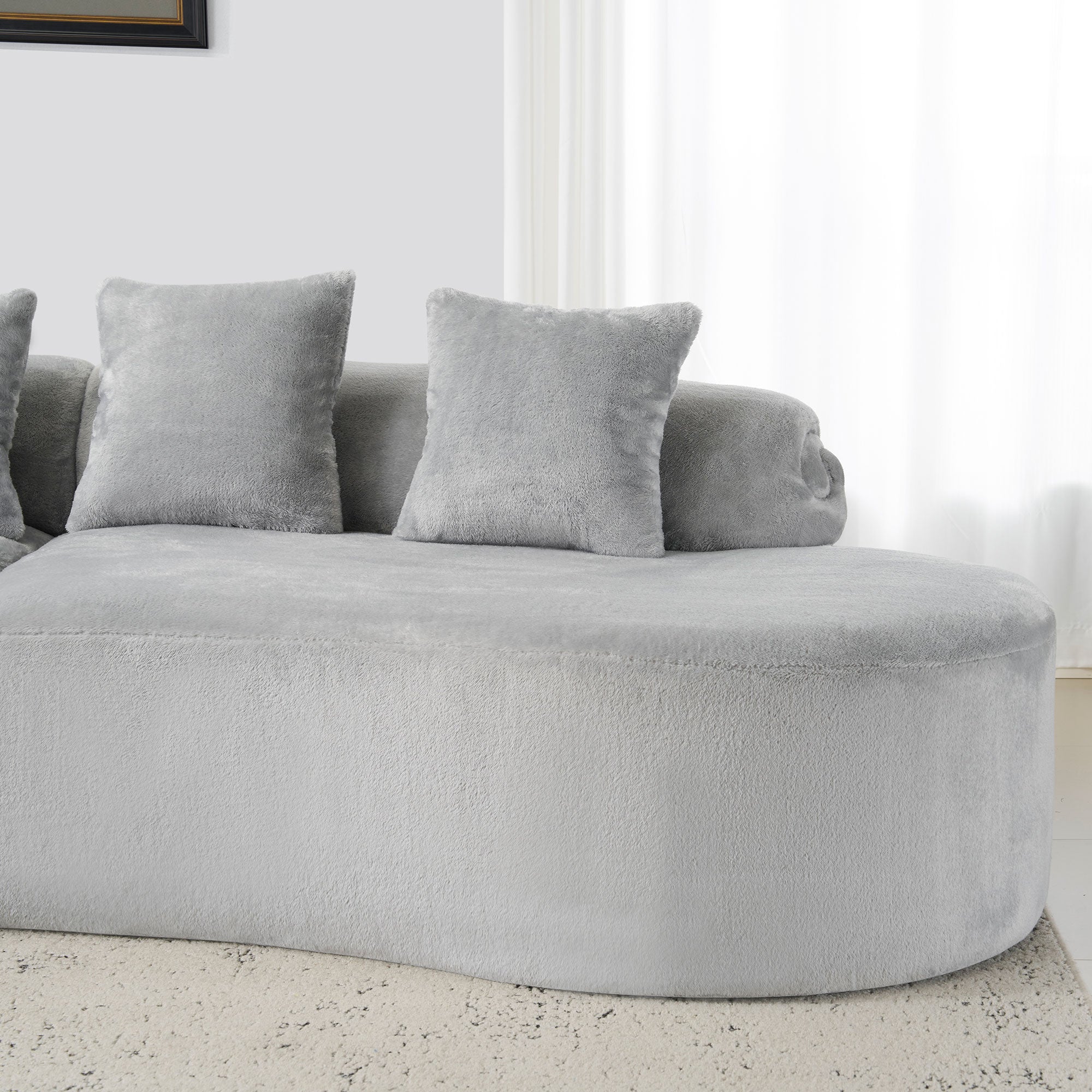 Modern and Simple Curved Flannelette Sofa