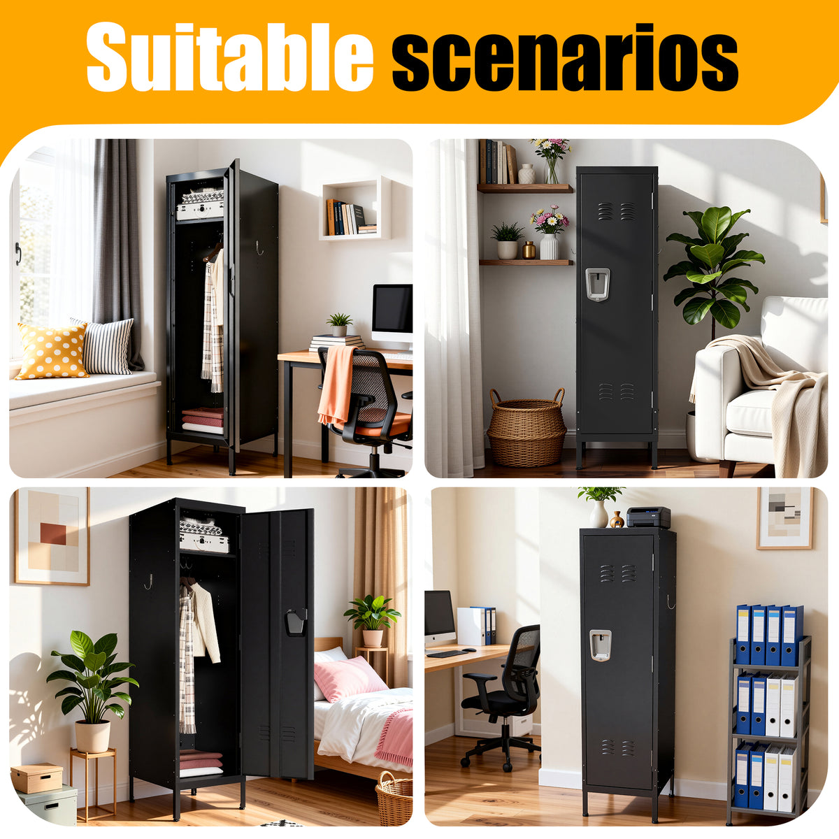55" Tall Metal Wardrobe Cabinet