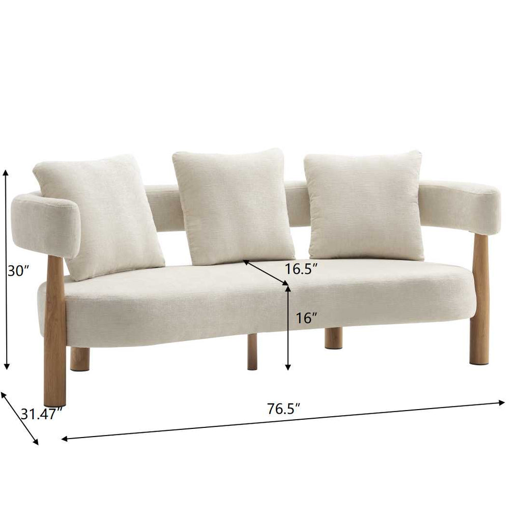 Luxe 76.5 in. Curved 3 Seater Sofa