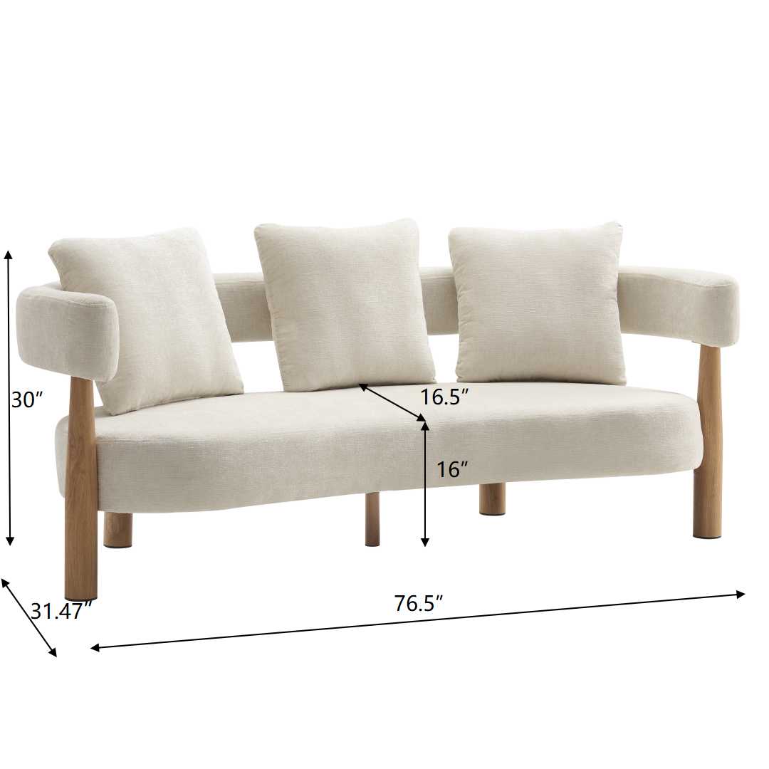 Luxe 76.5 in. Curved 3 Seater Sofa