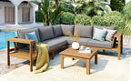 4 Pieces Outdoor Acacia Wood Sofa Set