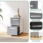 2-Drawer Mobile File Cabinet with Lock