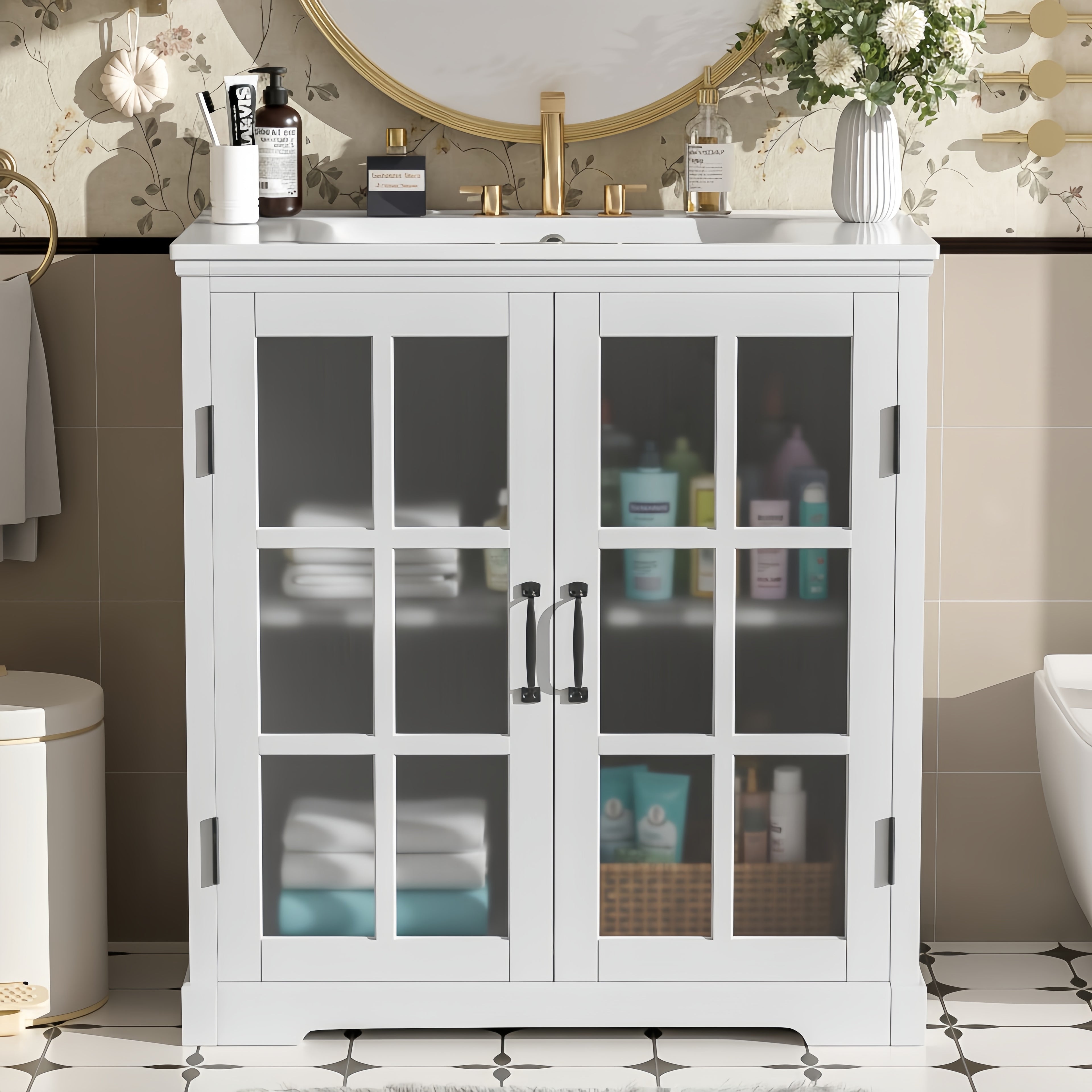 30" Modern Bathroom Vanity with Ceramic Sink
