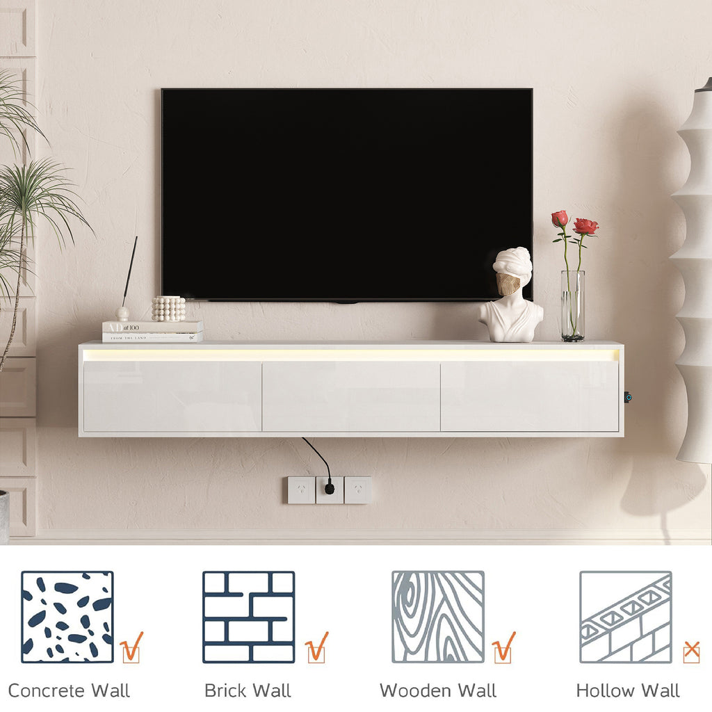 High-Gloss Suspended TV Cabinet