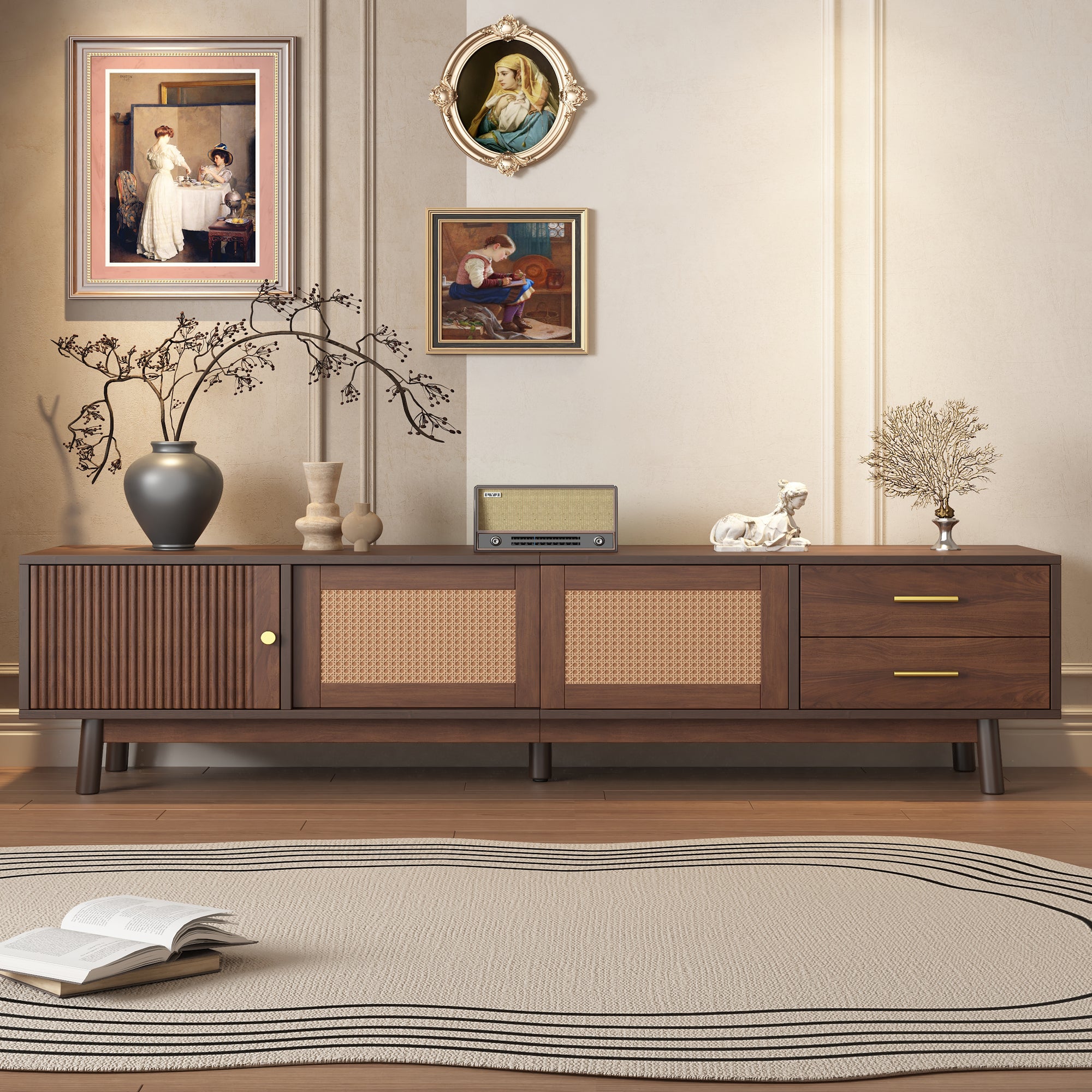 Mid Century Modern TV Stand for 80" TVs