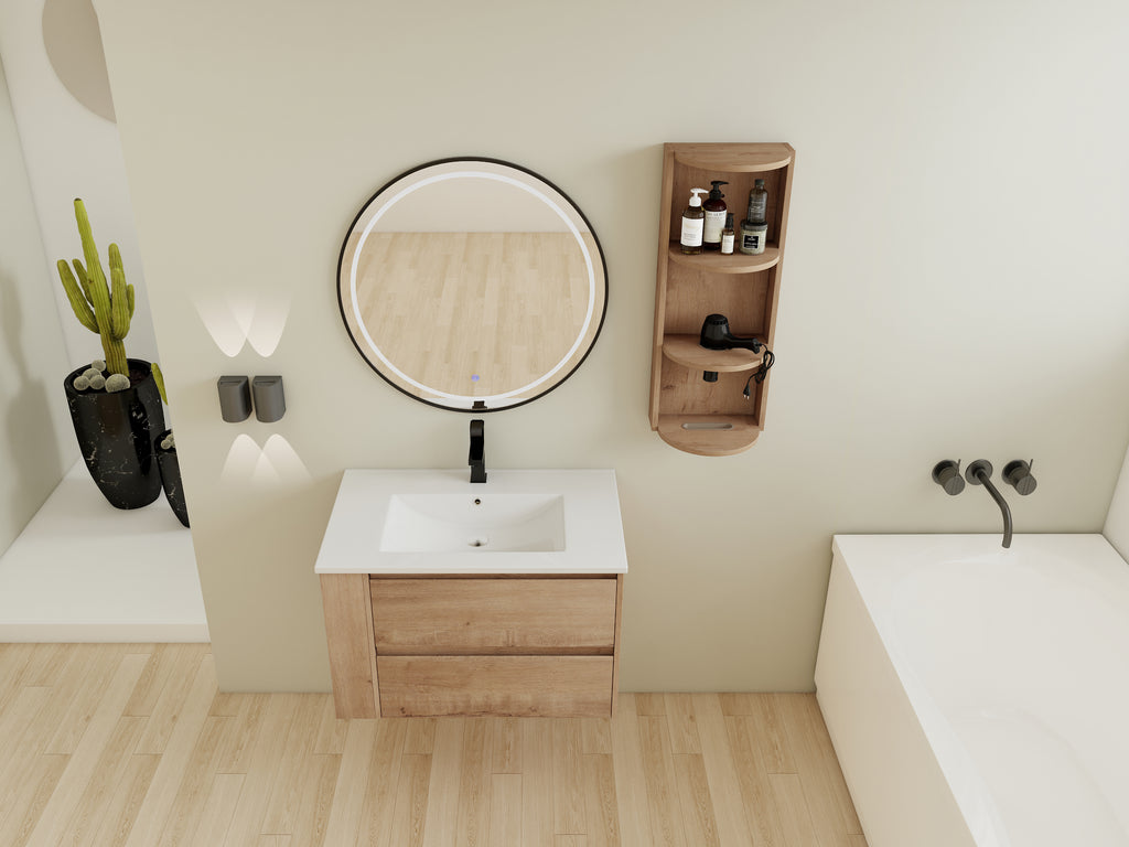 30" Wall-Mounted Bathroom Vanity With Sink and Storage Rack