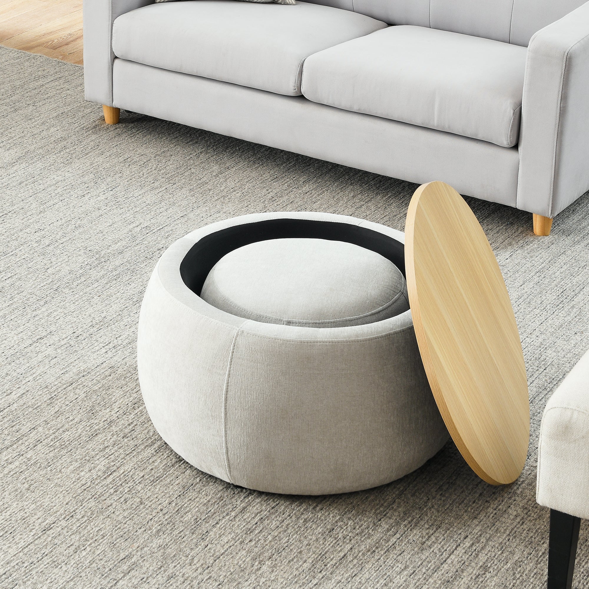 Round Storage Ottoman
