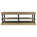 55.1" Wood Coffee Table with Open Shelves