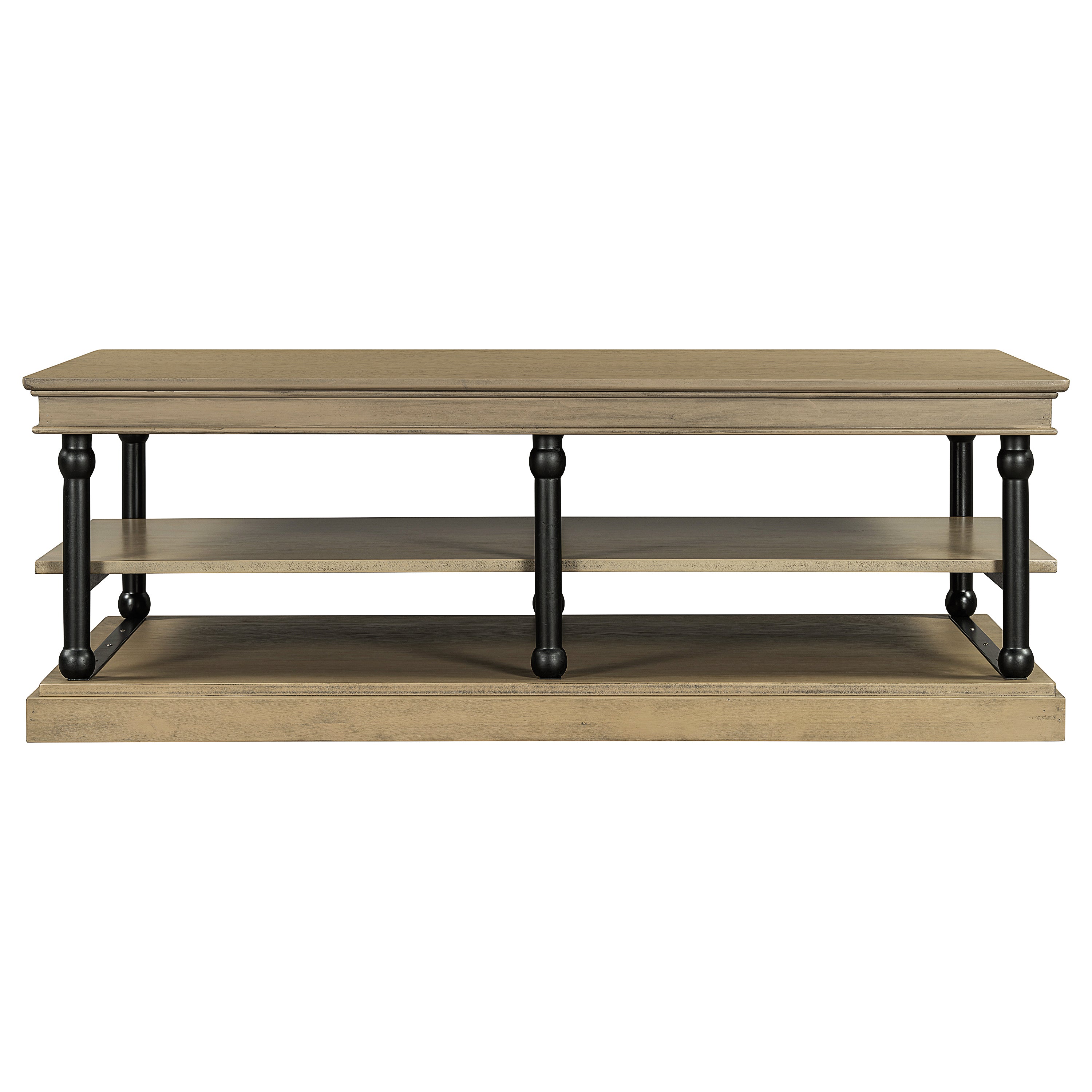 55.1" Wood Coffee Table with Open Shelves