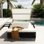 U_STYLE Outdoor Steel Frame Sun Lounger