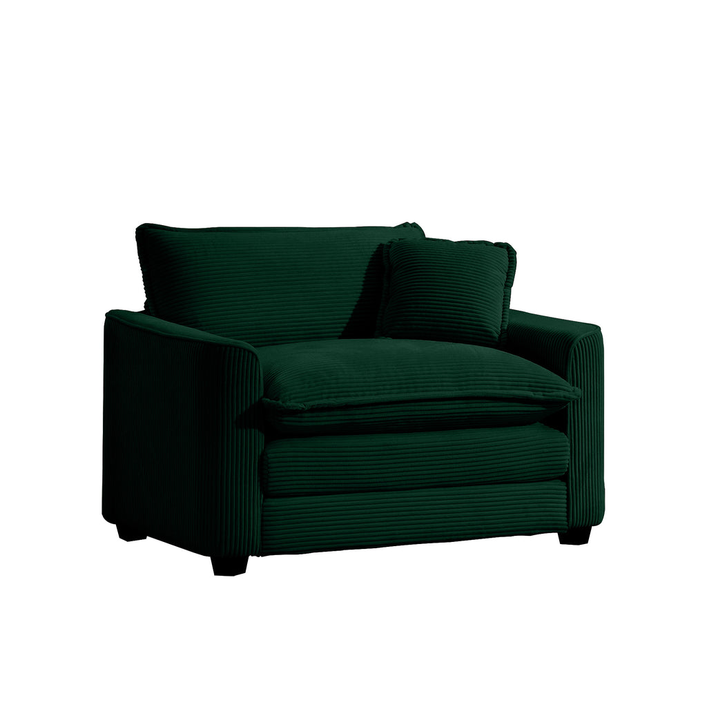 Green Corduroy Fabric Comfortable Single Chair Deep Seat Sofa