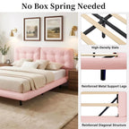 Queen Size Upholstered Floating Bed Frame with LED Lights