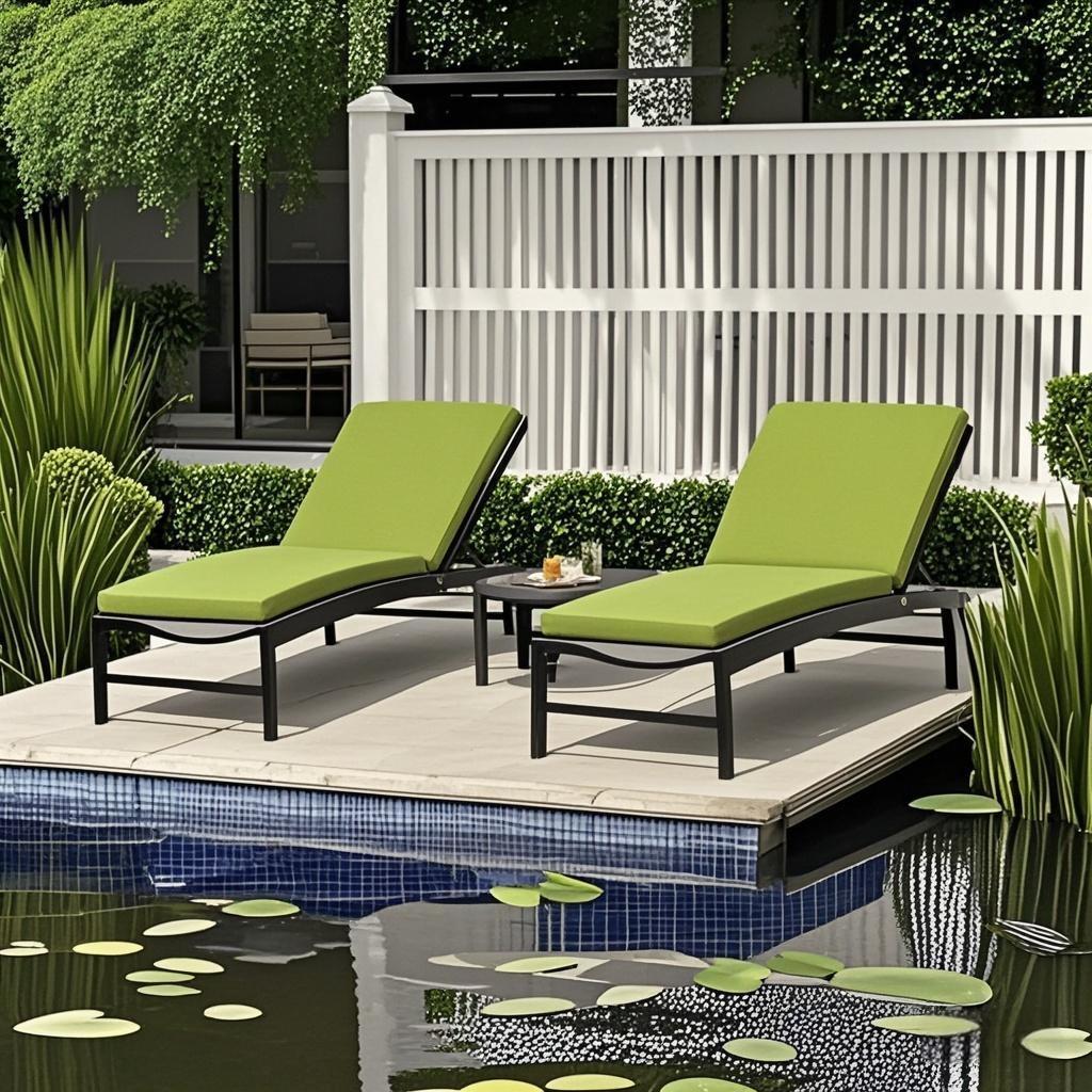 2PCS Set Outdoor Lounge Chair Cushion Replacement - Apple