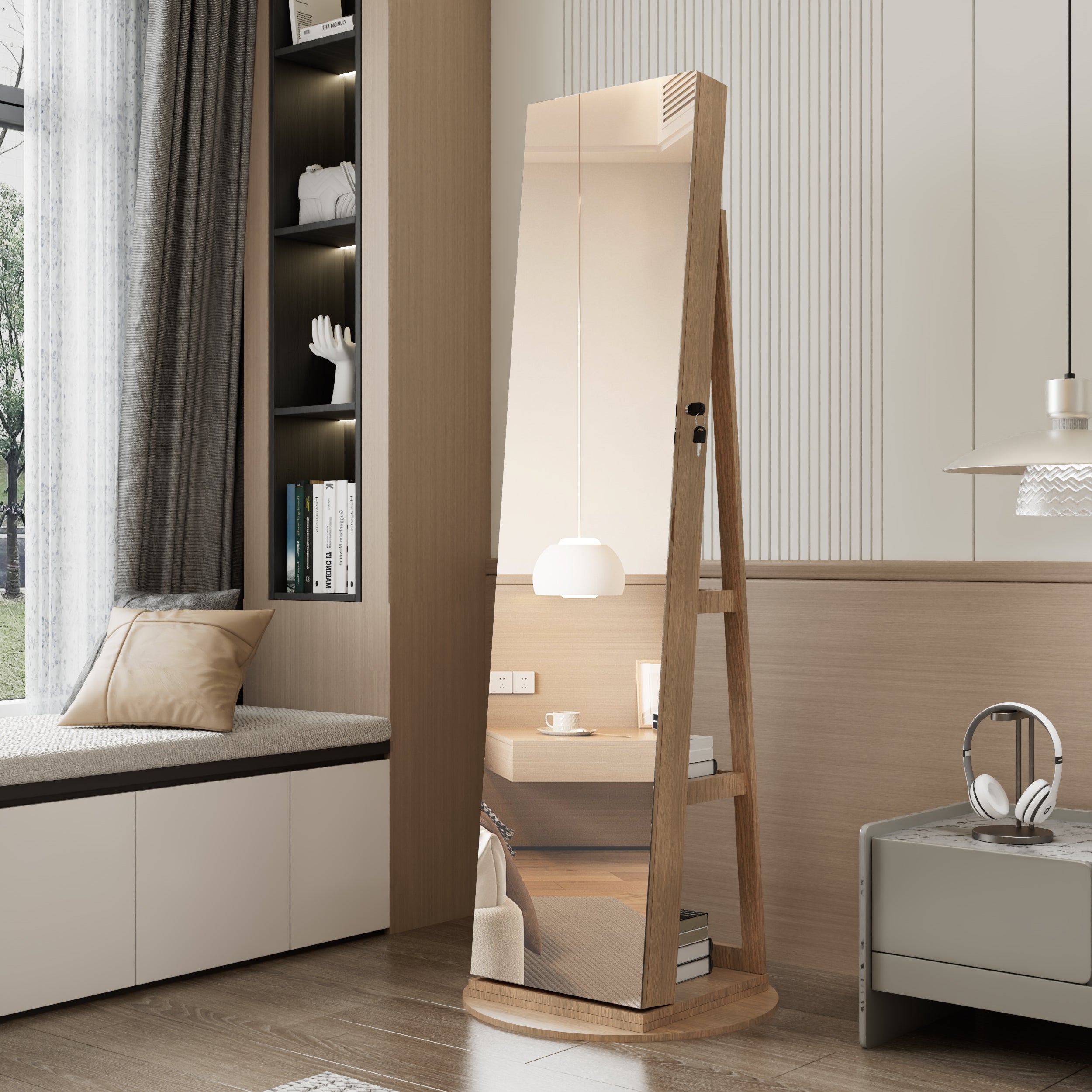 360° Swivel Jewelry Cabinet with Full Length Mirror