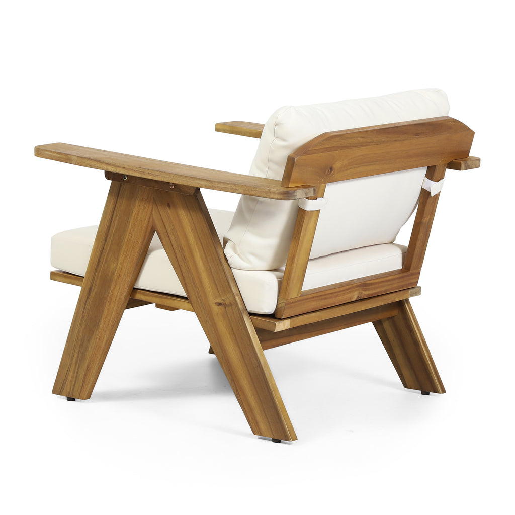Outdoor Acacia Wood Club Chairs with Cushions (Set of 2)