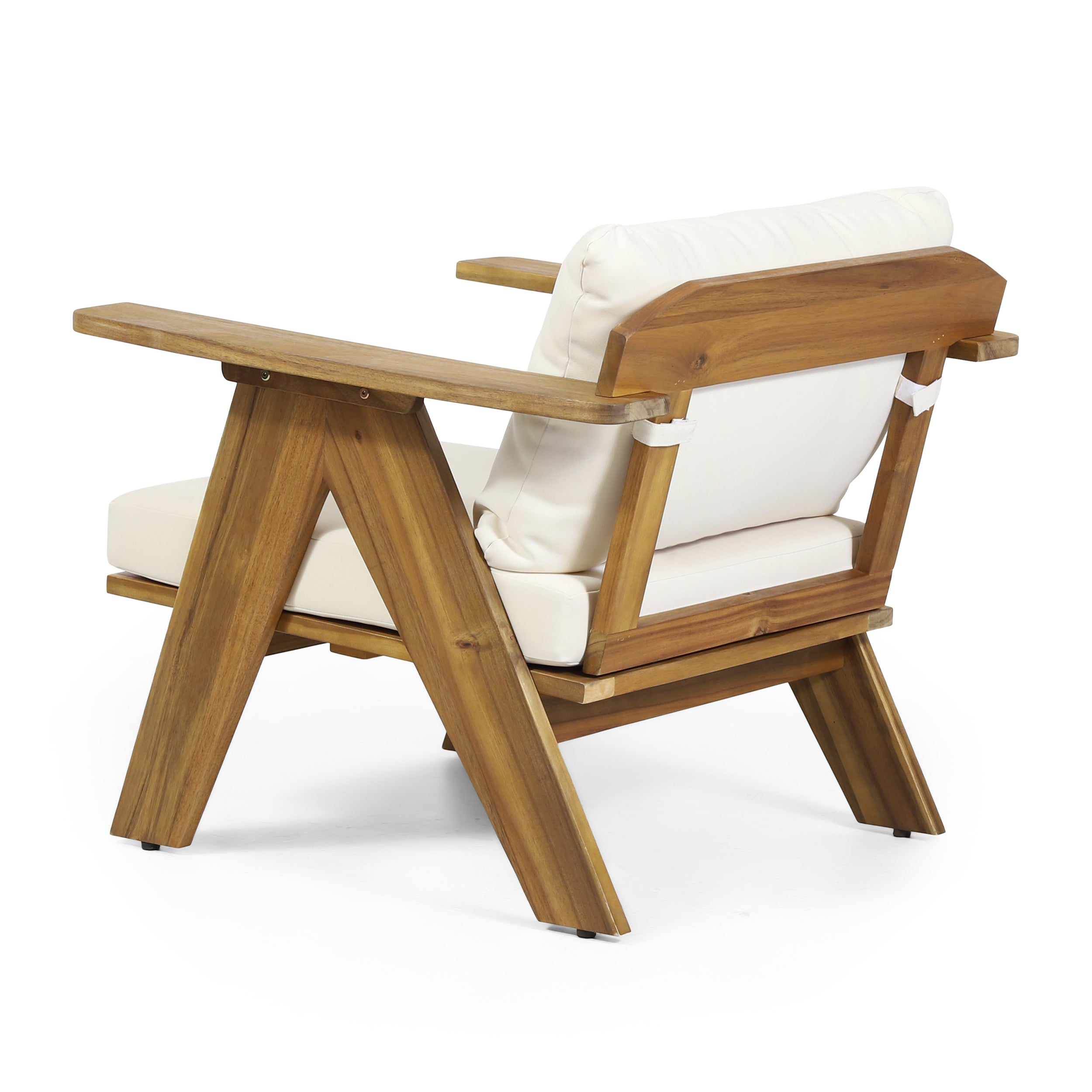 Outdoor Acacia Wood Club Chairs with Cushions (Set of 2)