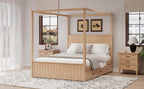 Queen Size Canopy Bed with Trundle and Storage