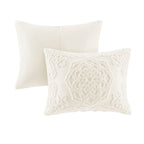 King/Cal King 3-Piece Tufted Cotton Chenille Medallion Duvet Cover Set