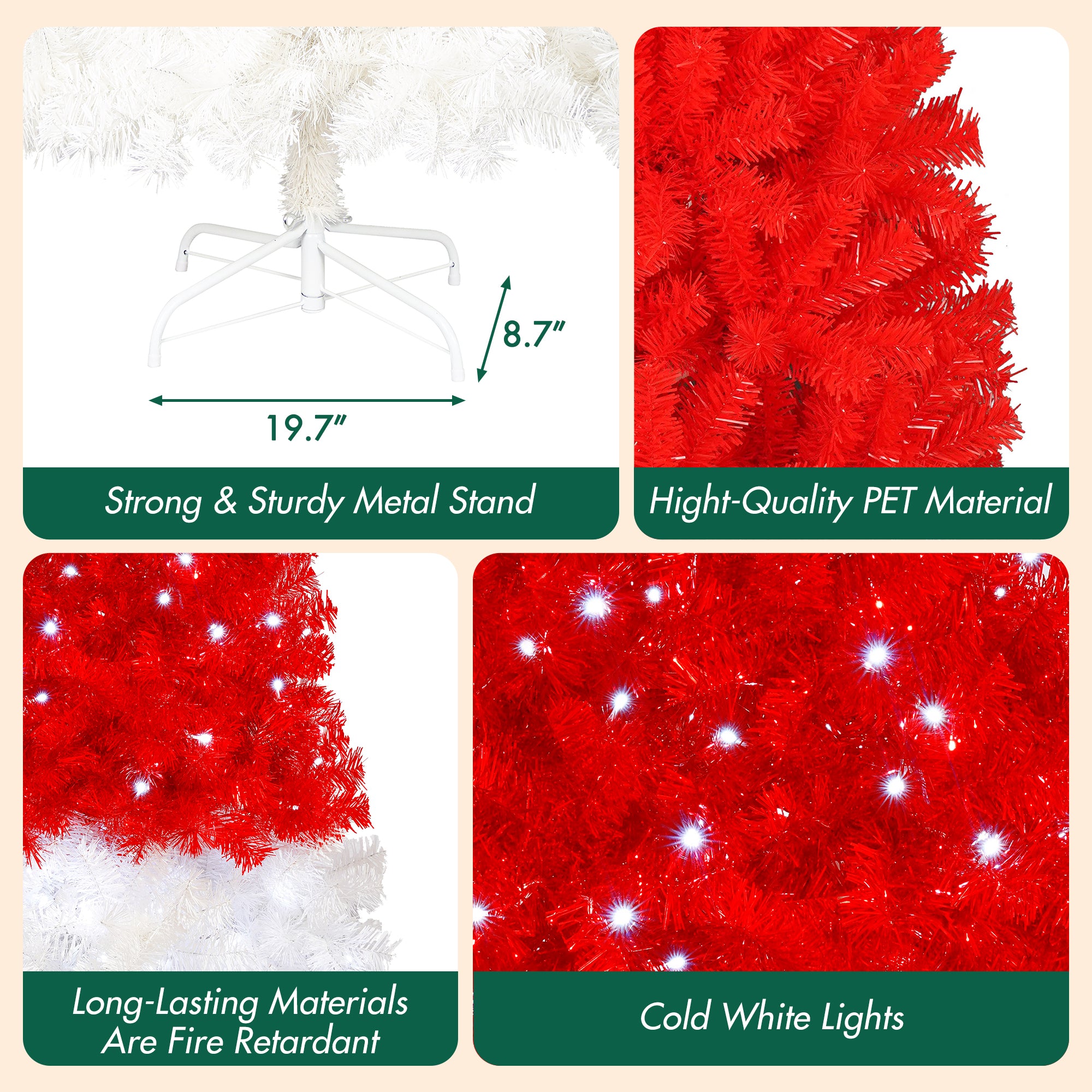 6FT Artificial Christmas Tree with LED Lights