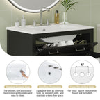 60" Modern Black Bathroom Vanity Set