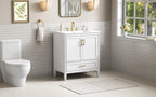 30" Elegant Fluted Bathroom Vanity with Ceramic Sink